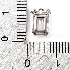 真鍮舗装クリアキュービックジルコニアチャーム  プラチナ  長方形  10x7x2mm  穴：1mm&nbsp;LS-KK-Z051-01P-01