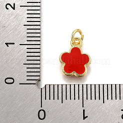 真鍮製エナメルチャーム  丸カン付き  花のチャーム  ラックめっき  カドミウムフリー＆鉛フリー  長持ちメッキ  ゴールドカラー  ミックスカラー  10x8x1.5mm  穴：3mm&nbsp;KK-C106-03G