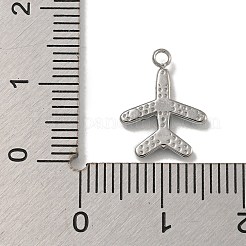 304ステンレススチールチャーム  手動研磨  ラインストーン付き  飛行機チャーム  ステンレス鋼色  14x11x2mm  穴：1.4mm&nbsp;STAS-T064-27P-02