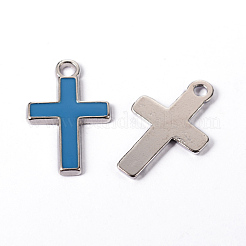 合金エナメルチャーム  鉛フリー及びカドミウムフリー  クロス  プラチナカラー  ミックスカラー  26x16x2mm  穴：3mm&nbsp;ENAM-P077-M