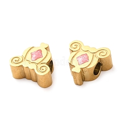 304ステンレススチールビーズ  エナメル  カボチャのカート  18KGP本金メッキ  7x7.5x3.3mm  穴：1.9mm&nbsp;STAS-E040-06G