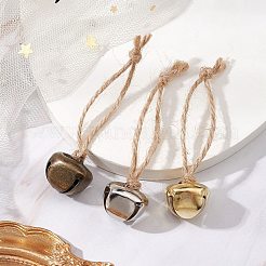 3個3色の鉄製ベルペンダント装飾  家のドアに吊るす飾り用のジュートコード  ミックスカラー  65mm  1pc /カラー&nbsp;HJEW-JM02250
