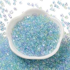 ABカラーメッキガラスシードビーズ  透明色の虹  ピーナッツ  カラフル  4~4.5x2~2.5x2~2.5mm  穴：0.8~0.9mm  約10000個/ポンド&nbsp;SEED-L011-06B-09