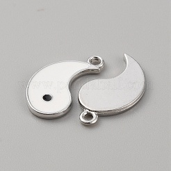 合金エナメルスプリットペンダント  陰陽のチャーム  プラチナ  22.5~23x13x2mm  穴：1.8mm  2個/セット&nbsp;ENAM-CJC0004-35P