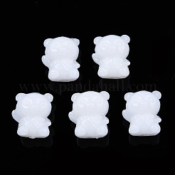 合成サンゴビーズ  染め  イミテーション翡翠  クマ  乳白色  13.5x12x10mm  穴：1.2mm&nbsp;CORA-N006-03-A03