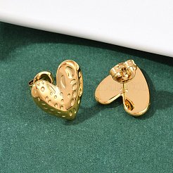 304ステンレススチールハートスタッドピアス  イオンプレーティング（ip）  18KGP本金メッキ  14.5x13.5mm&nbsp;EJEW-I320-24G-01