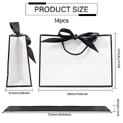 シルクリボン付き紙製ギフトハンドルバッグ  長方形のショッピングトートバッグ  ホワイト  20x28x0.35cm&nbsp;ABAG-WH0044-56
