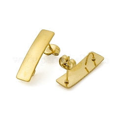 304ステンレススチールスタッドピアス  長方形  垂直ループ付き  ゴールドカラー  21.5x6mm  穴：3.5x4mm  ピン：0.85mm&nbsp;STAS-C061-13G