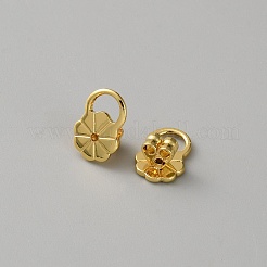 真鍮ピアスキャッチ  花  ゴールドカラー  12x8x5.5mm  穴：0.7mm/ 3x4.5mm&nbsp;KK-WH0816-031G-01