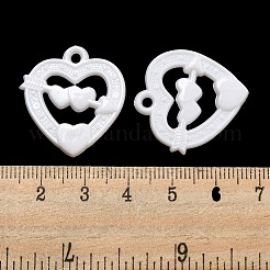 バレンタインデーの不透明アクリルパーツ  ハートチャーム  ホワイト  27x25x4mm  穴：2mm  約427個/500g&nbsp;SACR-L007-042B