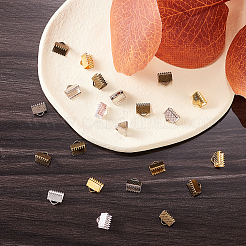 160本4色アイアンリボンクリンプエンド  ミックスカラー  8x8mm  穴：2mm  40個/カラー&nbsp;IFIN-CJ0001-48