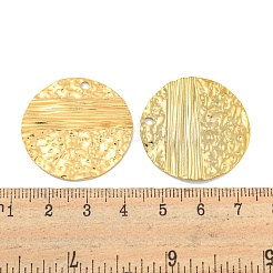 イオンプレーティング（IP）304ステンレスペンダント  フラットラウンドのチャーム  テクスチャ  18KGP本金メッキ  30x2mm  穴：2mm&nbsp;STAS-P365-18G