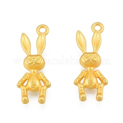 合金ペンダント  うさぎチャーム  マットゴールドカラー  30.5x11x6mm  穴：2mm&nbsp;FIND-G035-22MG