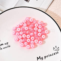 50個透明ストライプレジンビーズ  ラウンド  ピンク  1/4インチ（8mm）  穴：2mm  50個/袋&nbsp;RESI-YW0001-02F