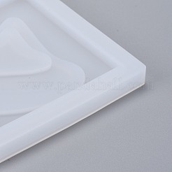 テラスコースターシリコンモールド  レジン型  UVレジン用  エポキシ樹脂工芸品作り  島の模様と正方形  ホワイト  95x95x10mm  内径：89x89mm&nbsp;DIY-L048-07