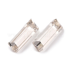ガラスラインストーンカボション  ポインテッドバック＆シルバーバックメッキ  長方形  クリスタル  10x3x2.5mm&nbsp;GGLA-P002-10B-07