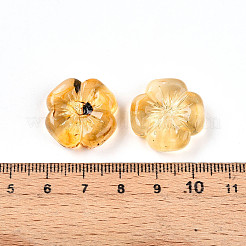 透明なアクリルビーズ  スモモの花  ツートン  ゴールド  20x19.5x7mm  穴：1.6~1.8mm  約9個/20g&nbsp;X1-TACR-T028-40G
