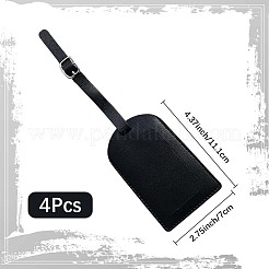 カットホロー 4個 PUレザー ラゲッジタグ  鉄のクラスプ付  旅行IDラベル  スーツケース名札  ブラック  111x70mm&nbsp;OFST-CL0001-01B-03