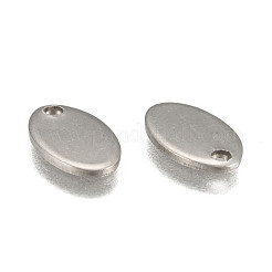 変色防止 201 ステンレススチール 刻印入り ブランクタグペンダント  オーバル  ステンレス鋼色  13x7x1mm  穴：1mm&nbsp;STAS-H037-1