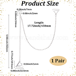 合金ラインストーンの滑り止めブラストラップ（フック付き）  プラチナ  450mm&nbsp;FIND-WH20043-010P