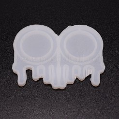 ハロウィーンのテーマDIYペンダントシリコンモールド  イヤリング作りに  レジン型  UVレジン用  エポキシ樹脂ジュエリー作り  出血ラウンド  ホワイト  52x67x4mm  穴：1.5mm  内径：49x30mm&nbsp;DIY-TAC0001-50