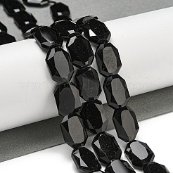 天然石オブシディアンビーズ連売り  六角  多面カット  12x15.5~17x5mm  穴：1mm  約24個/連  15.55''（39.5センチメートル）&nbsp;G-P544-B03-01