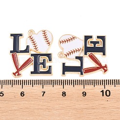 スポーツ合金エナメルペンダント  言葉の愛のチャーム  ライトゴールド  マリンブルー  24.5x22x1.5mm  穴：1.2mm&nbsp;ENAM-C035-01B