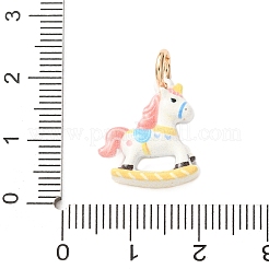 真鍮製エナメルペンダント  ゴールドカラー  馬のチャーム  17.5x15x4.5mm  穴：3.5mm&nbsp;KK-CBA05A5-01G-01