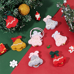 ウールフェルトクラフト クリスマスベル 8色 4個  DIY キーホルダー装飾永久花バッグアクセサリー  ミックスカラー  60x50x15mm  2個/カラー&nbsp;DIY-NB0008-88