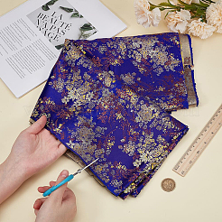花柄のポリエステル生地  服装アクセサリー  ダークスレートブルー  760x0.4mm  1m / pc&nbsp;DIY-WH0504-904C
