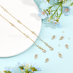 DIY チェーン ブレスレット ネックレス メイキング キット  クリアキュービックジルコニアクロスリンクチェーンを含む  304ステンレススチール丸カン  真鍮製の留め金  18KGP本金メッキ  チェーン：11x5x1.5mm  1 M /箱&nbsp;DIY-CA0005-37