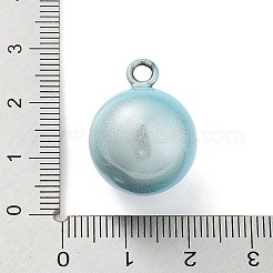 真鍮製ベルペンダント  水琴鈴(すいきんすず)  ラウンドチャーム  空色  22x17mm  穴：2.7mm&nbsp;KK-NH0001-02E