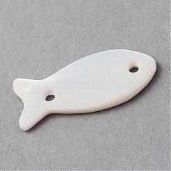 シーシェルリンクコネクター  魚  乳白色  22~24x9.5~10.5x1.5~2.5mm  穴：1.5mm&nbsp;SSHEL-Q296-24