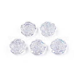 透明な腹筋プラスチック ビーズ  片穴  花  透明  15x16x6.5mm  穴：1.2mm&nbsp;KY-G019-01L