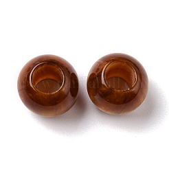 レジンヨーロピアンビーズ  ラメパウダー入り大穴ビーズ  ラウンド  ブラウン  13.5x13mm  穴：4mm&nbsp;RESI-D068-01A