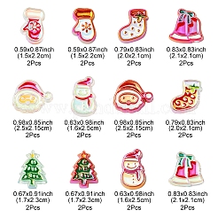 24個 12スタイル UVメッキアクリルビーズ  エナメル  虹色の  クリスマスデコレーションテーマ  混合図形  21~25x16~20x8.5mm  穴：3.5mm  2個/スタイル&nbsp;FIND-FS0002-65