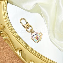 合金エナメルペンダント装飾  合金回転式ナスカン付き  カップ付きの猫の形  カラフル  58mm&nbsp;HJEW-JM02632-02