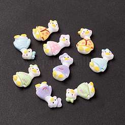 オペーク樹脂カボション  アヒル  ミックスカラー  24.5~26x16~17x6~7mm&nbsp;X-CRES-A050-08