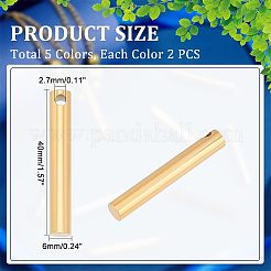 10個5色304ステンレスペンダント  コラム  ミックスカラー  40x6mm  穴：2.7mm  2個/カラー&nbsp;STAS-UN0039-54