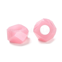 レジンヨーロピアンビーズ  大穴ビーズ  多面カット  ポリゴン  パールピンク  13~13.5x8mm  穴：5.7mm&nbsp;RESI-B020-02A