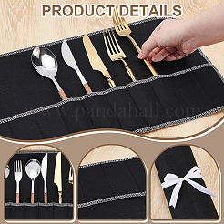 フェルト製食器収納バッグ15個  カトラリーバッグ  ブラック  242x500x2mm&nbsp;AJEW-WA0001-11