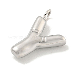 変色しない304ステンレススチールペンダント  レターチャーム  ステンレス鋼色  文字y  16x10.5x3mm  穴：2mm&nbsp;STAS-C102-15P-Y