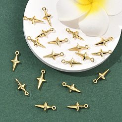 シーグレース真鍮製スターチャーム  カドミウムフリー＆ニッケルフリー＆鉛フリー  18KGP本金メッキ  14x6x2.5mm  穴：1~1.2mm&nbsp;XGR0167G-104G