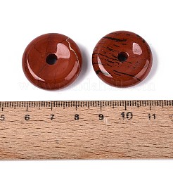 天然石レッドジャスパーペンダント  ドーナツ/円盤チャーム  25x8~9mm  穴：4~5mm&nbsp;G-Q601-30B-08