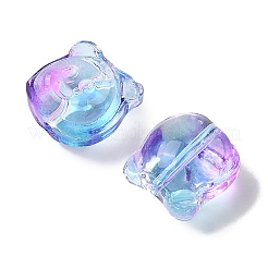 透明スプレーペイントガラスビーズ  クマ  パープル  10x10x7.5mm  穴：0.9mm&nbsp;GLAA-Z011-01A