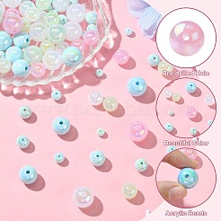 250g UVメッキレインボー虹色不透明アクリルビーズ  模造ゼリー  混合サイズ  ラウンド  ミックスカラー  6~16mm  穴：1.8~3mm  約320個/250g&nbsp;PACR-CJ0001-38A