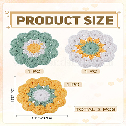 ポリエステルコースター3色3枚  断熱カップマット  花  ミックスカラー  98x3mm  1pc /カラー&nbsp;AJEW-LP0006-29