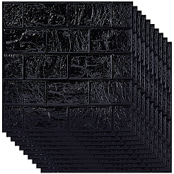 フォームウォールステッカー  壁の装飾  レンガ模様の正方形  ブラック  300x300x5mm&nbsp;AJEW-CP0011-75A