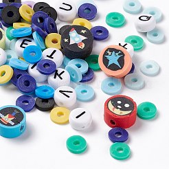 DIYスペーステーマブレスレット作成キット  フラットラウンド＆ディスクポリマークレイビーズを含む  アクリル文字ビーズ  伸縮性のある糸  カラフル  1100個/セット&nbsp;DIY-FS0002-89
