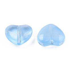 透明なスプレー塗装ガラスビーズ  ハート  ライトスカイブルー  12x12x5.5mm  穴：0.5~1mm&nbsp;X-GLAA-N035-030-C03
